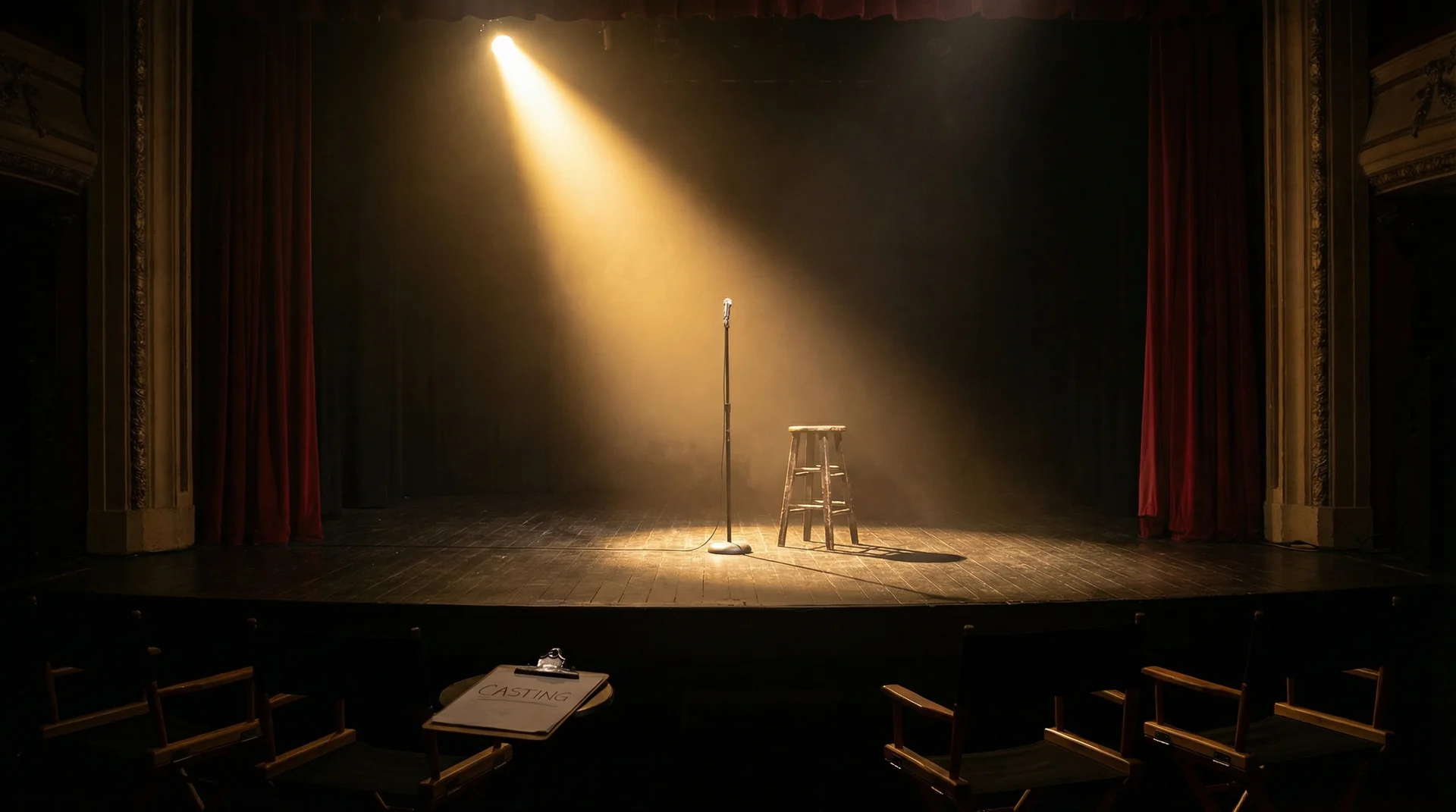 糖心视频 选角现场，聚光灯下的空舞台等待演员登场